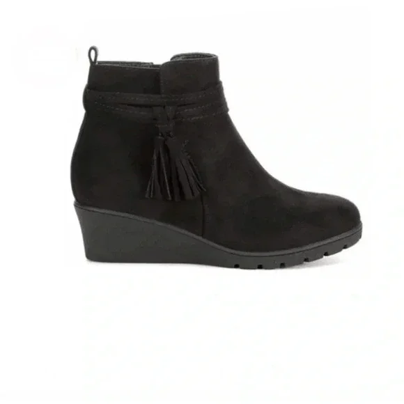 Cupcake Couture Black Lylah Wedge Bootie Youth Size 5 - Picture 2 of 8